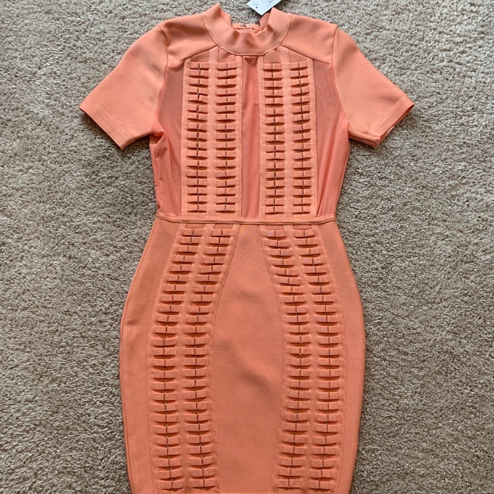 coral bandage dress